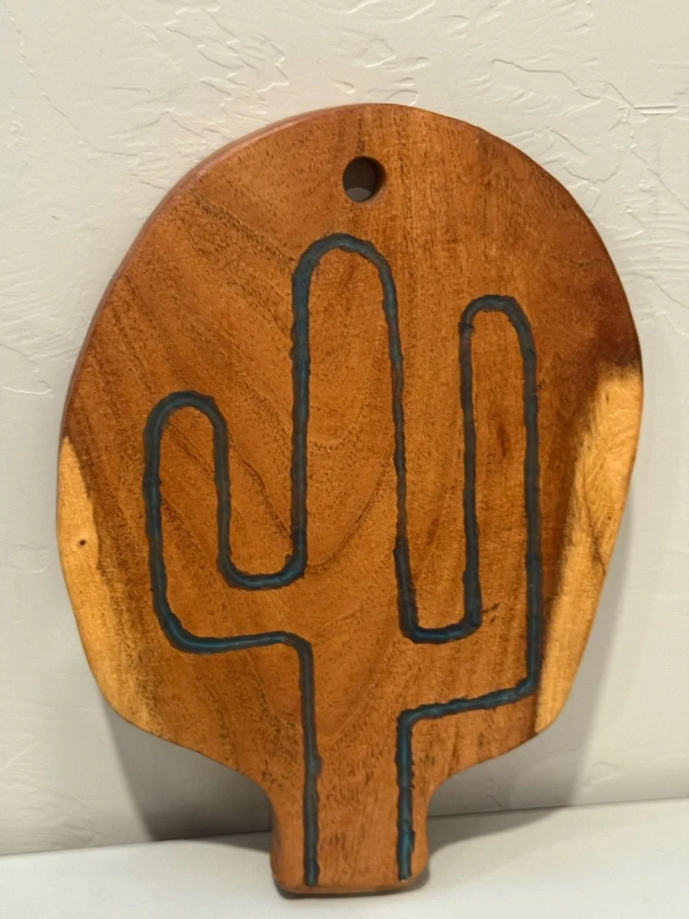 Handmade Solid Wood Butcher‎ Block Cutting Board Decorative Cactus 12 x 9” wall